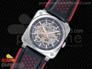 BR 03-92 AÉRO GT Skeleton Dial RG Markers on Black Leather Strap A23J