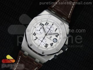 Royal Oak Offshore Safari JF Best Edition White Dial on Brown Leather Strap A7750