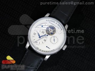 Doppelfederhaus SS White Dial on Black Leather Strap A21J