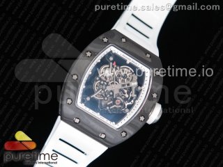 RM055 Forged Carbon Titanium Case KVF Best Edition Skeleton Dial White Inner Bezel White on White Rubber Strap MIYOTA8215 V2