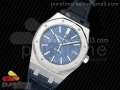 Royal Oak 41mm 15400 SS JF 1:1 Best Edition Blue Textured Dial on Blue Leather Strap A3120 V3