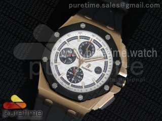 Royal Oak Offshore 44mm RG Lite White Dial on Black Rubber Strap A3126