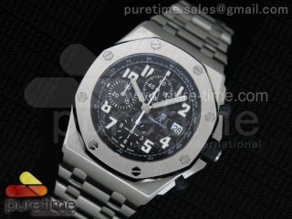 Royal Oak Offshore Black Themes JF Best Edition on SS Bracelet A7750