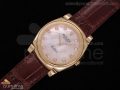 Cellini Rose Gold Pink MOP Dial Diamond Marker Brown Leather Strap Swiss Quartz