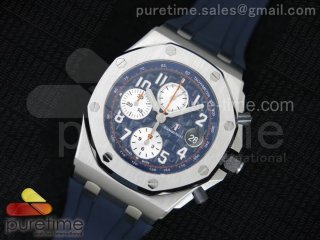 Royal Oak Offshore 2014 "Navy" JF 1:1 Best Edition Blue Theme on Blue Rubber Strap A7750 (Free Blue Leather Strap)