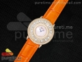 Happy Sport Diamonds RG Pink MOP Dial on Orange Leather Strap Swiss Quartz