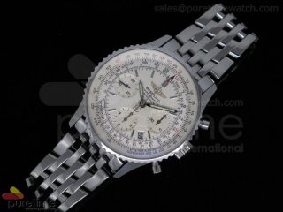 Navitimer 43mm Chrono SS White Dial on SS Bracelet A7750