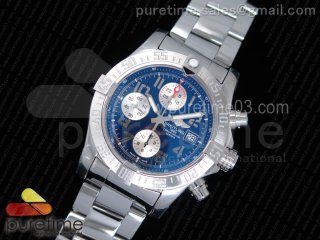 Avenger II Chronograph 43mm SS GF 1:1 Best Edition Blue/White Dial on SS Bracelet A7750