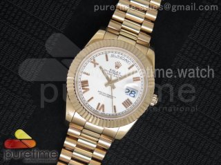 Day Date II RG White Dial Roman Numerals Markers on RG Bracelet A3255