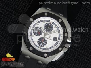 Royal Oak Offshore 44mm SS Lite White Dial on Black Rubber Strap A3126