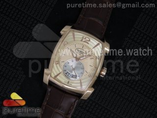 Kalpa Grande RG TF Cream Textured Dial on Brown Leather Strap A331