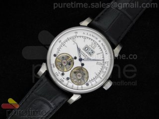 Datograph Flyback Duo Tourbillon White Dial on Black Leather Strap A2813