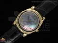 Cellini Rose Gold MOP Dial Black Leather Strap Swiss Quartz