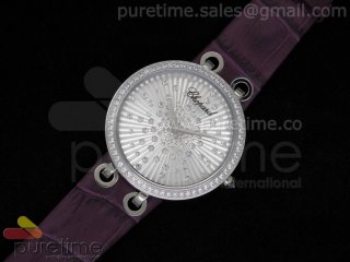 Xtravaganza SS Silver Dial Diamond Bezel on Purple Leather Strap Swiss Quartz