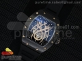 RM 19-01 Tourbillon PVD Skeleton Rose Gold Spider Dial on Black Rubber Strap 6T51