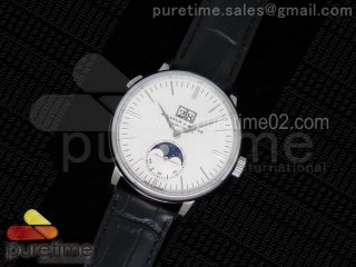 Saxonia Moon Phase SS White Dial on Black Leather Strap A23J
