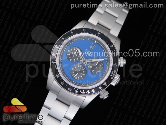 Daytona Newman Sandblasted SS Blue Dial on SS Bracelet A7750