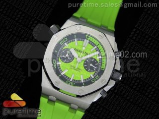 Royal Oak Offshore Diver Chronograph Green Noob Best Edition on Green Rubber Strap A3126