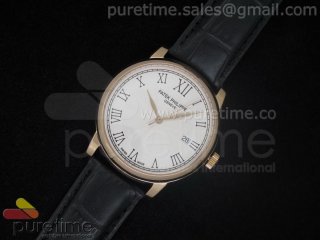 PP Calatrava RG White Dial on Black Strap A2824