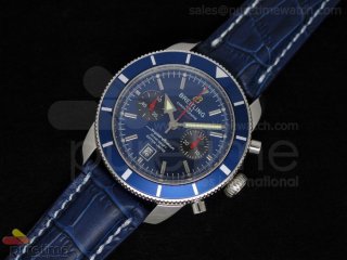 SuperOcean Heritage Chrono 125th Limited Edition SS Blue Dial on Blue Leather Strap