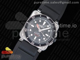 BR 03-92 Diver SS 1:1 Best Edition Black Dial on Rubber Strap MIYOTA 9015 (Free Nylon Strap) V2