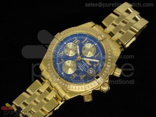 Chronomat Evolution Chrono YG Blue Dial Arabic Markers on YG Bracelet A7750