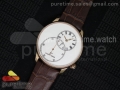 Grande Seconde Enamel Tilted RG White Dial on Brown Leather Strap A23J