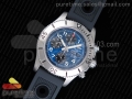 SuperOcean SteelFish Chronograph SS Blue Dial on Black Rubber Strap A7750