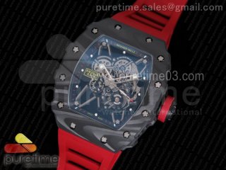 RM035-02 Rafael Nadal Forged Carbon Caseback KVF Best Edition Skeleton Dial on Red Rubber Strap MIYOTA8215