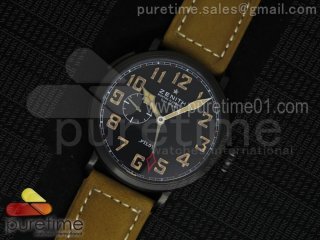 Pilot Type 20 GMT 1903 PVD Black Dial on Brown Asso Strap A23J