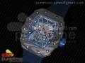 RM035-02 PSG Football Club Forged Carbon Caseback KVF Best Edition Skeleton Dial on Blue Nylon Strap MIYOTA8215