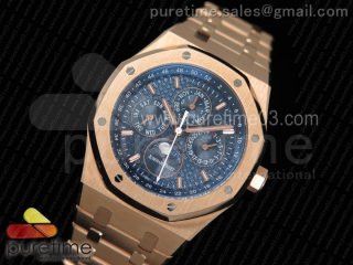 Royal Oak 41mm Complicated Function 26574 RG JF 1:1 Best Edition Blue Textured Dial on RG Bracelet A5134