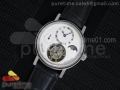 Classique Tourbillon Moonphase SS White Dial on Black Leather Strap