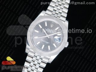 DateJust 41 126300 Noob 1:1 Best Edition Polished Bezel Gray Dial Stick Markers on SS Jubilee Bracelet A3235