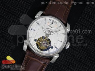 Tonda Tourbillon Real PR SS White Dial on Brown Leather Strap