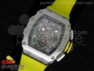 RM11-03 SS Chrono Black Inner Bezel Skeleton Dial on Yellow Nylon Strap A7750