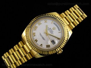 Day-Date II Yellow Gold White Roman Dial A3156 Best Edition