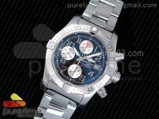 Avenger II Chronograph 43mm SS GF 1:1 Best Edition Black/White Dial on SS Bracelet A7750