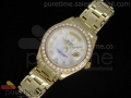 Day Date YG White MOP Dial Diamond Bezel on Bracelet