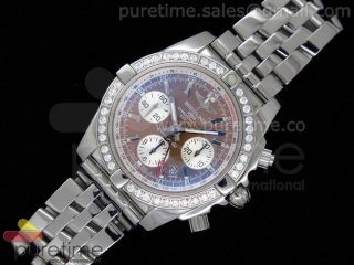 Chronomat B01 GMT SS Brown Dial Diamond Bezel on Bracelet