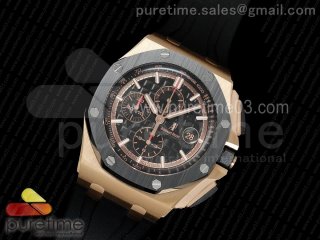 Royal Oak Offshore 2017 44mm RG Updated Black Ceramic Bezel JF 1:1 Best Edition on Rubber Strap A3126