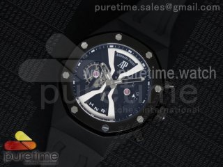 Royal Oak Concept PVD Black/White Dial on Black Rubber Strap Jap Quartz