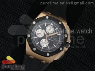 Royal Oak Offshore 44mm RG Lite Black/Silver Dial on Black Rubber Strap A7750