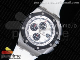 Royal Oak Offshore 44mm SS Updated Black Ceramic Bezel JF 1:1 Best Edition on White Rubber Strap A3126