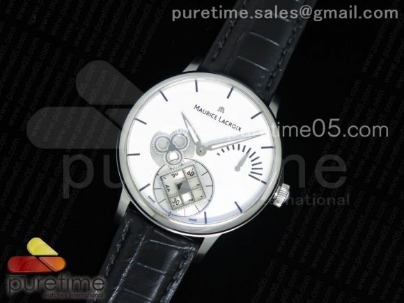 Masterpiece Square Wheel SS White Dial on Black Leather Strap A6498