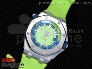 Royal Oak Offshore Diver Green Dial on Green Rubber Strap A23J