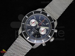 SuperOcean Heritage Chrono 125th Limited Edition SS Black Dial on Mesh Bracelet