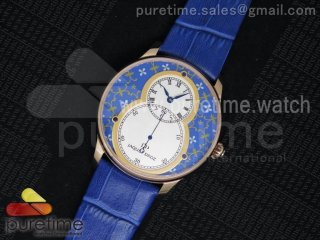 Grande Seconde Enamel Tilted RG Blue/White Dial on Blue Leather Strap A23J