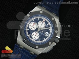 Royal Oak Offshore 44mm SS JF 1:1 Best Edition Blue Dial on Blue Leather Strap A3126