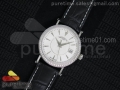 Calatrava 5153 SS Diamonds Bezel White Dial on Black Leather Strap A324SC